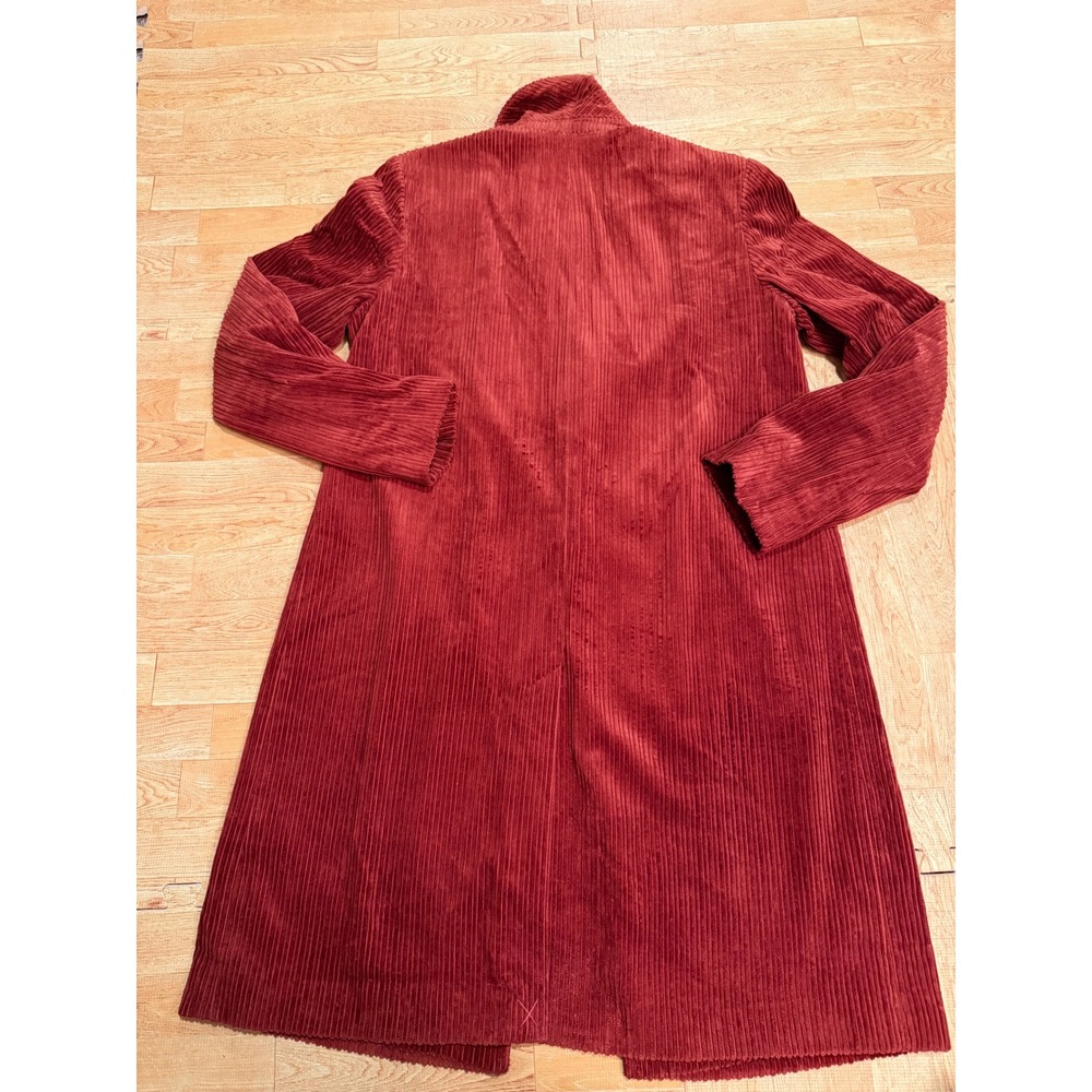 Sam Edelman Rust Red Corduroy Trench Coat Polka Dot Lining Womens Size M - Picture 6 of 8